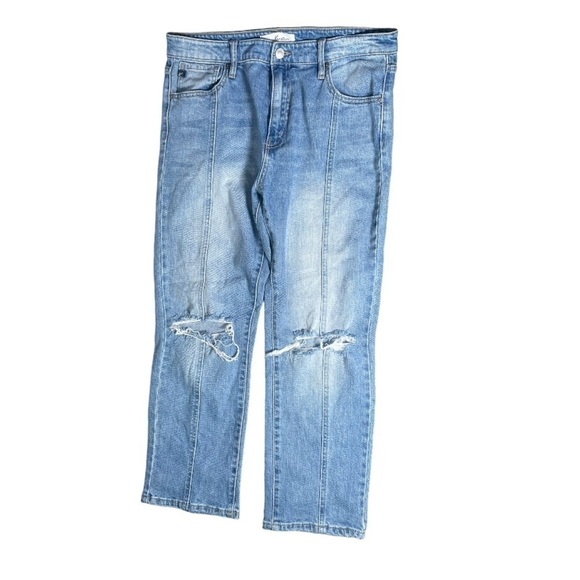 KanCan Jeans Distressed Wide Leg Pants Relaxed Fit  Casual Stretch Denim Bottoms - Picture 1 of 6